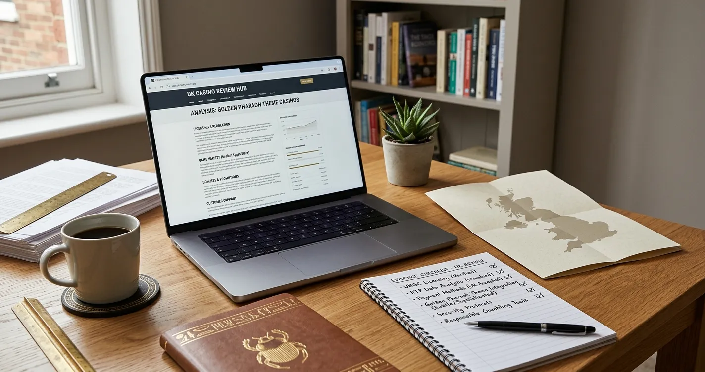 Casino assessment workspace with UK-focused licence, payments and withdrawal checks